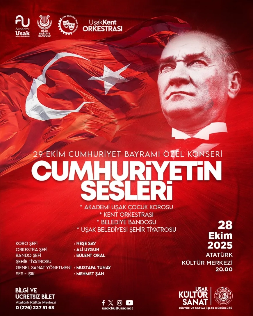 Uşak Belediyesi’nden 29 Ekim Cumhuriyet Bayramına Özel Program: “Cumhuriyet Hepimizin, Bayram Hepimizin”